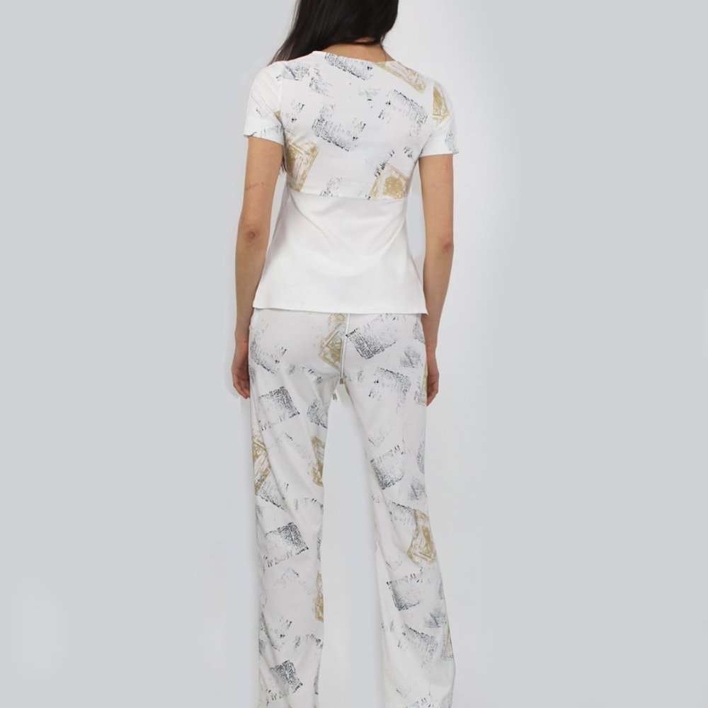 Mixed Fabric Drawstring Pants - Picture 6 of 6